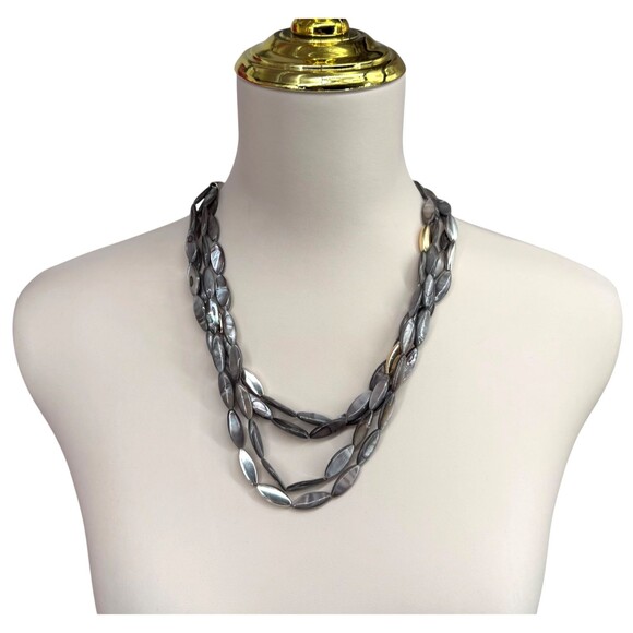 J. Jill Shell Necklace & Bracelet Set Mixed Metal Cluster Mother Pearl Abalone - Picture 7 of 16